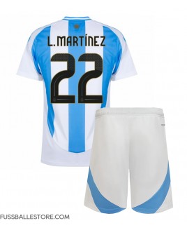 Günstige Argentinien Lautaro Martinez #22 Heimtrikotsatz Kinder Copa America 2024 Kurzarm (+ Kurze Hosen)